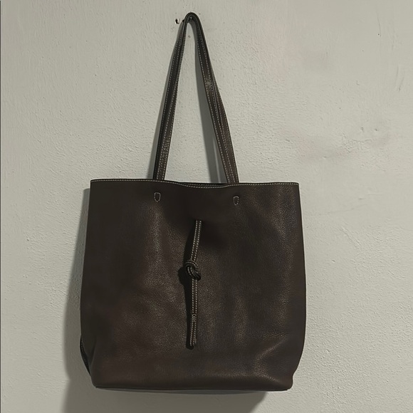 J. McLaughlin Handbags - J. McLaughlin Brown Leather Tote Bag with Minimalist Design